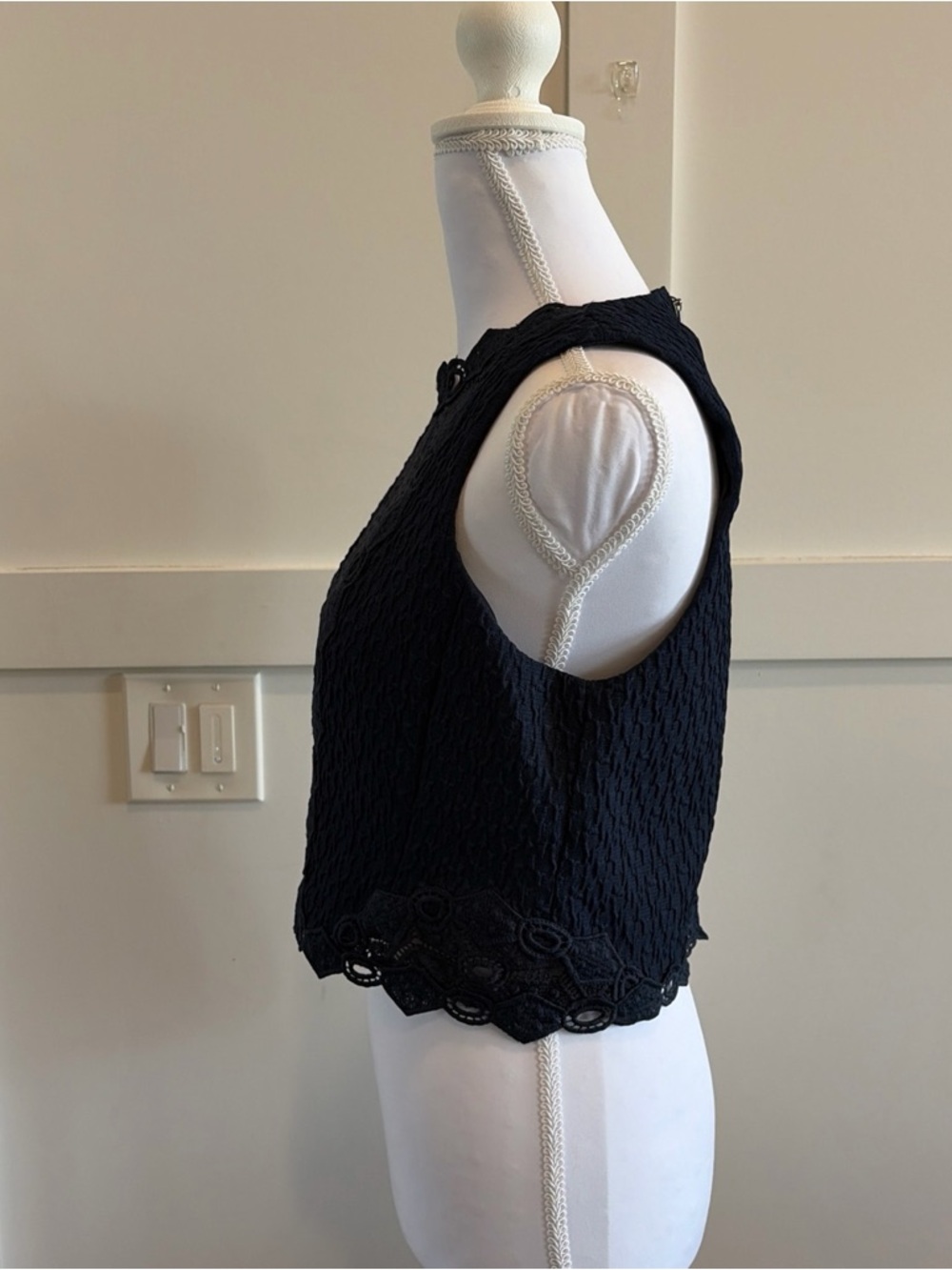 Rebecca Taylor Navy Blue Crepe Blouse- $325 MSRP - Hidden Back Zip - Picture 3 of 9